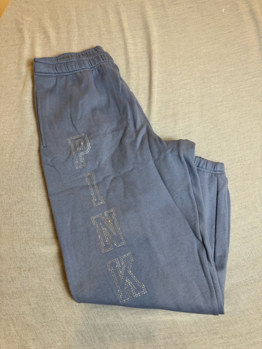 PINK Victoria's Secret Blue Logo Sweatpants with Pockets Size L New with Tags